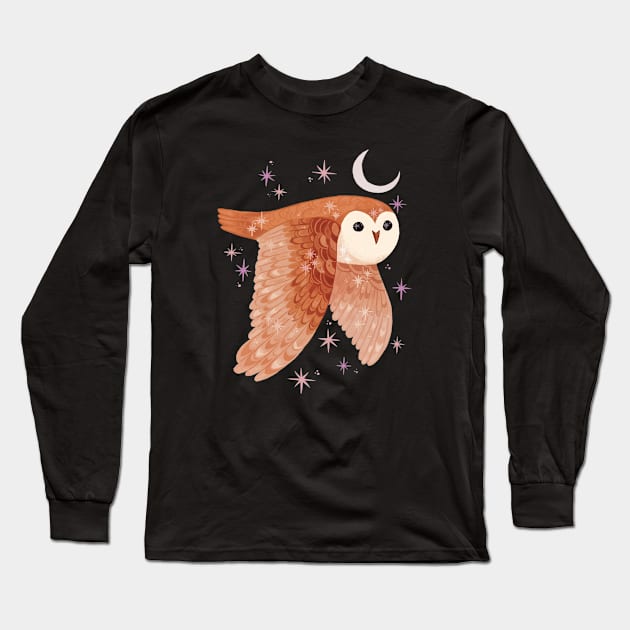 Flying Owl Long Sleeve T-Shirt by MichelleScribbles